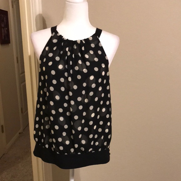 Ann Taylor - off white and black, polka dot top - Picture 1 of 6